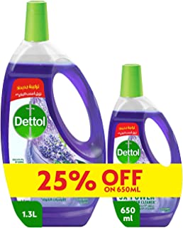 منظف ومطهر متعدد الاستخدامات برائحة اللافندر من ديتول، 1.3 لتر مع منظف ومطهر متعدد الاستخدامات برائحة اللافندر، 650 مل