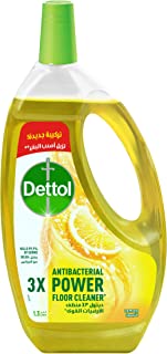 منظف ارضيات بقوة الليمون المضادة للبكتيريا بقوة تنظيف ثلاثية (يقتل 99.9% من الجراثيم) من ديتول، بسعة 1.3 لتر