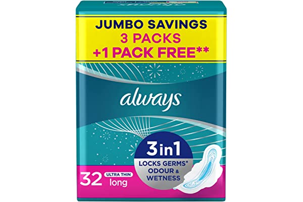 فوط صحية رفيعة وطويلة بالأجنحة من اولويز، 32 قطعة