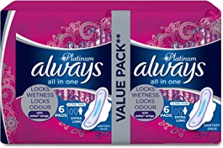 فوط صحية طويلة ورفيعة للغاية بلاتينيوم بالاجنحة من اولويز، 12 قطعة