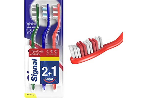فرشاة اسنان سيجنال حماية ثلاثية بمقاس متوسط 24× 3 قطع