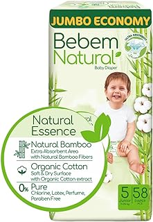 حفاضات كلوت بي بم طبيعي، عبوة جامبو، جونيور مقاس 5 - 58 قطعة