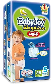 حفاضات كلوت للاطفال من الجنسين من بيبي جوي، جامبو للاطفال الكبار مقاس 5، 34 قطعة مع 4 قطع اضافية