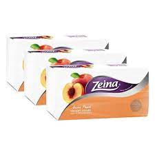 عبوة مناديل ورقية برائحة الخوخ من زينة، 550 منديل، برتقالي - 3 قطع