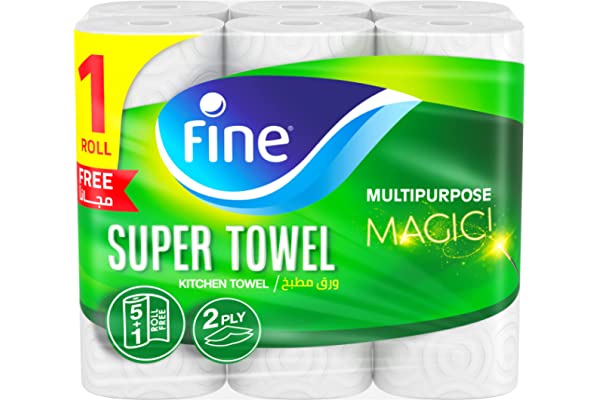 ورق تنشيف معقم (بقدرة امتصاص مضاعفة) 55 ورقة 2 طبقة / عبوة من 6 لفات من فاين