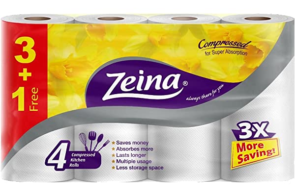 زينة مطبخ مناديل مضغوطة 4 رول اصفر